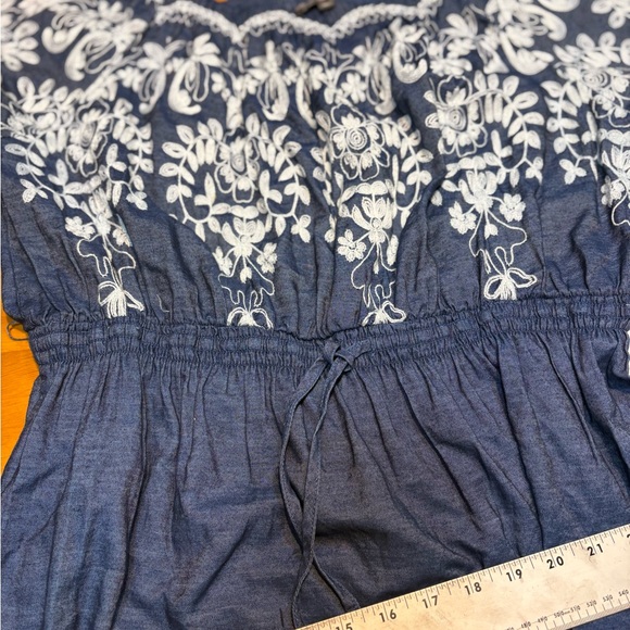 Navy Blue Embroidered Maxi Dress - Picture 5 of 10